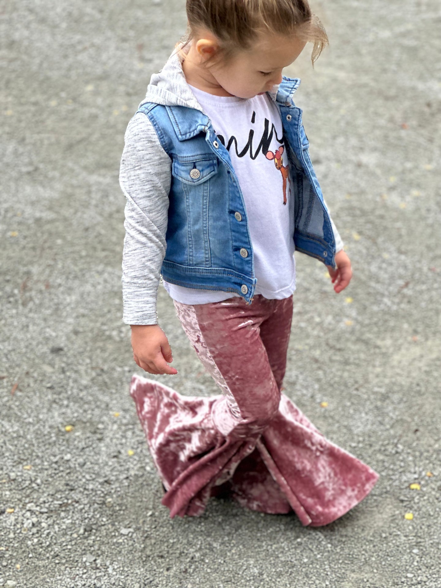 Grey Velvety Bell Bottoms